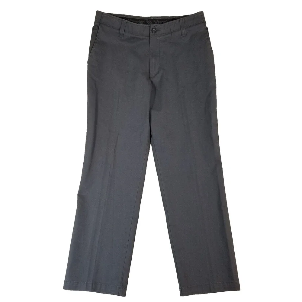 Wrangler khaki chino pants men's 36x32 gray comfort waist flex stretch